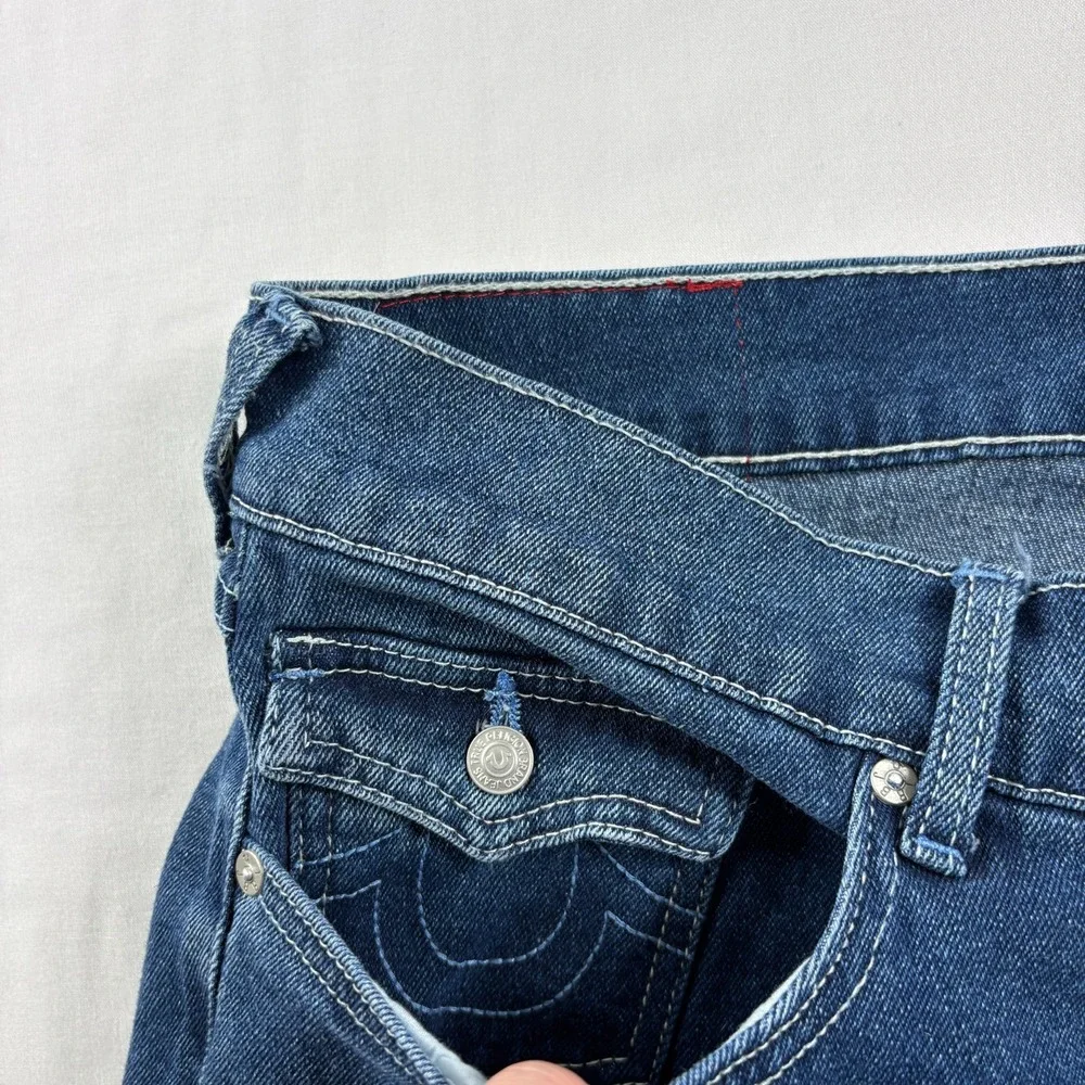 True Religion Jeans Mens 34x32 Blue Geno Relaxed Slim Flap Pockets Stretch Denim